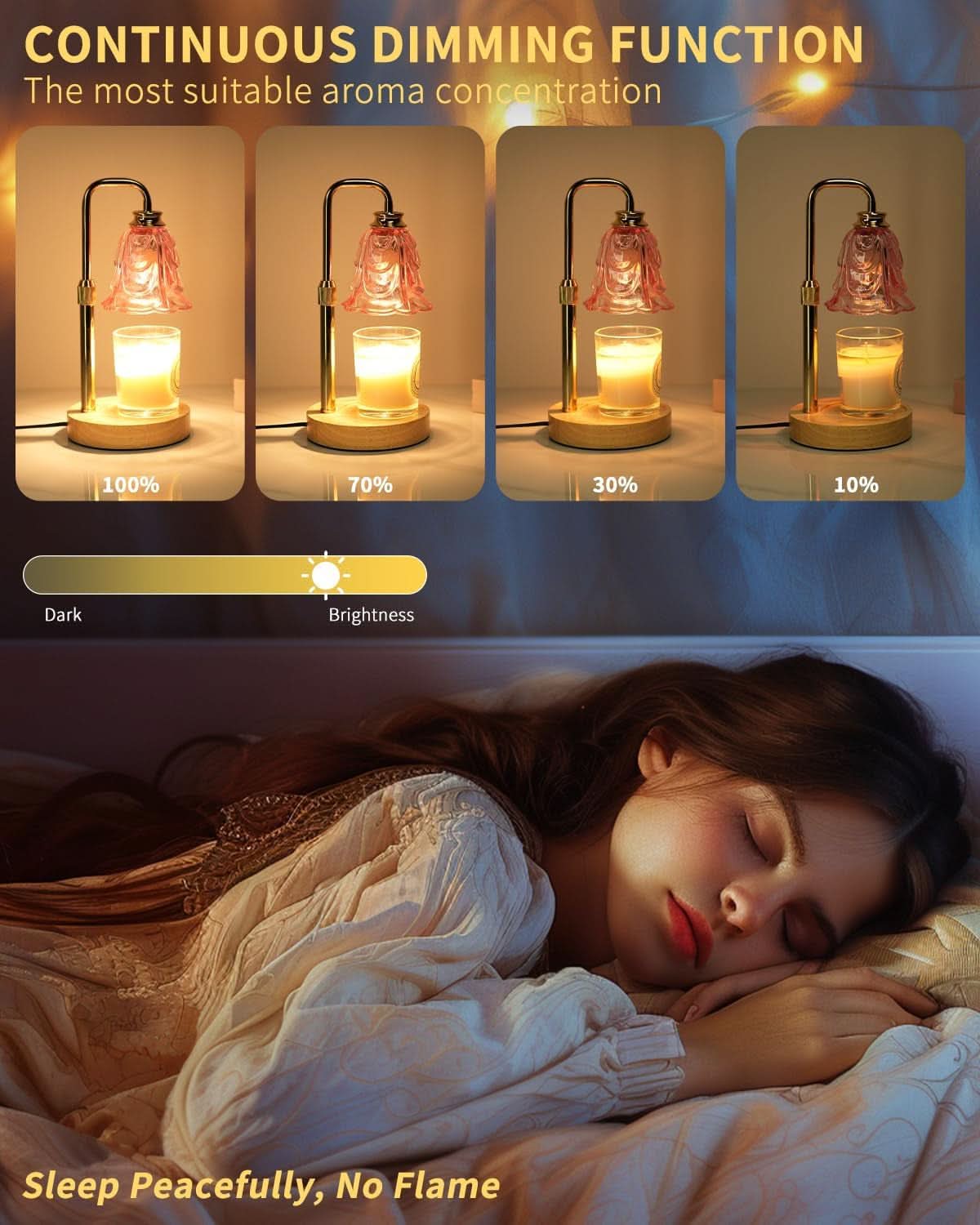 Pink Multifunctional Candle Warmer Lamp Timer Dimmable