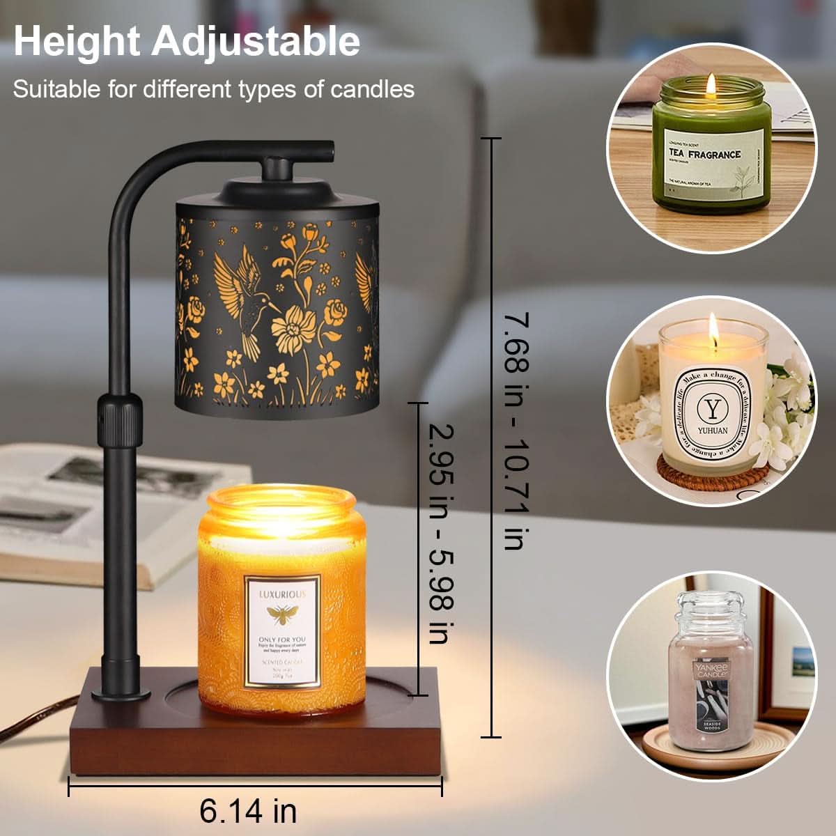 Candle Warmer Lamp Dimmable Adjustable Height Decor