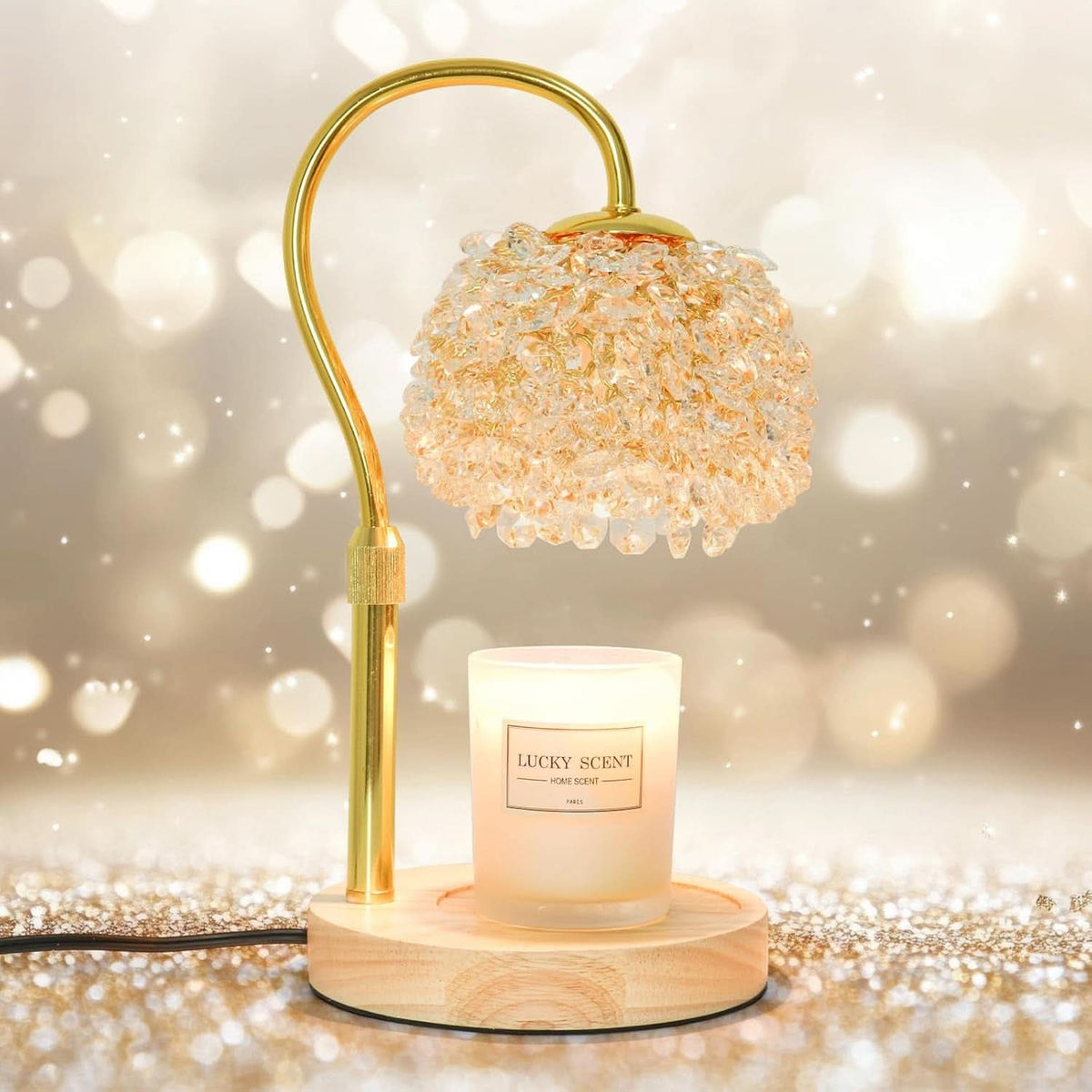 Candle Warmer Lamp Adjustable Height Crystal Lampshade