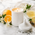 CUP OF TEA Luxury Candle White Tea Scent Calming Relaxing