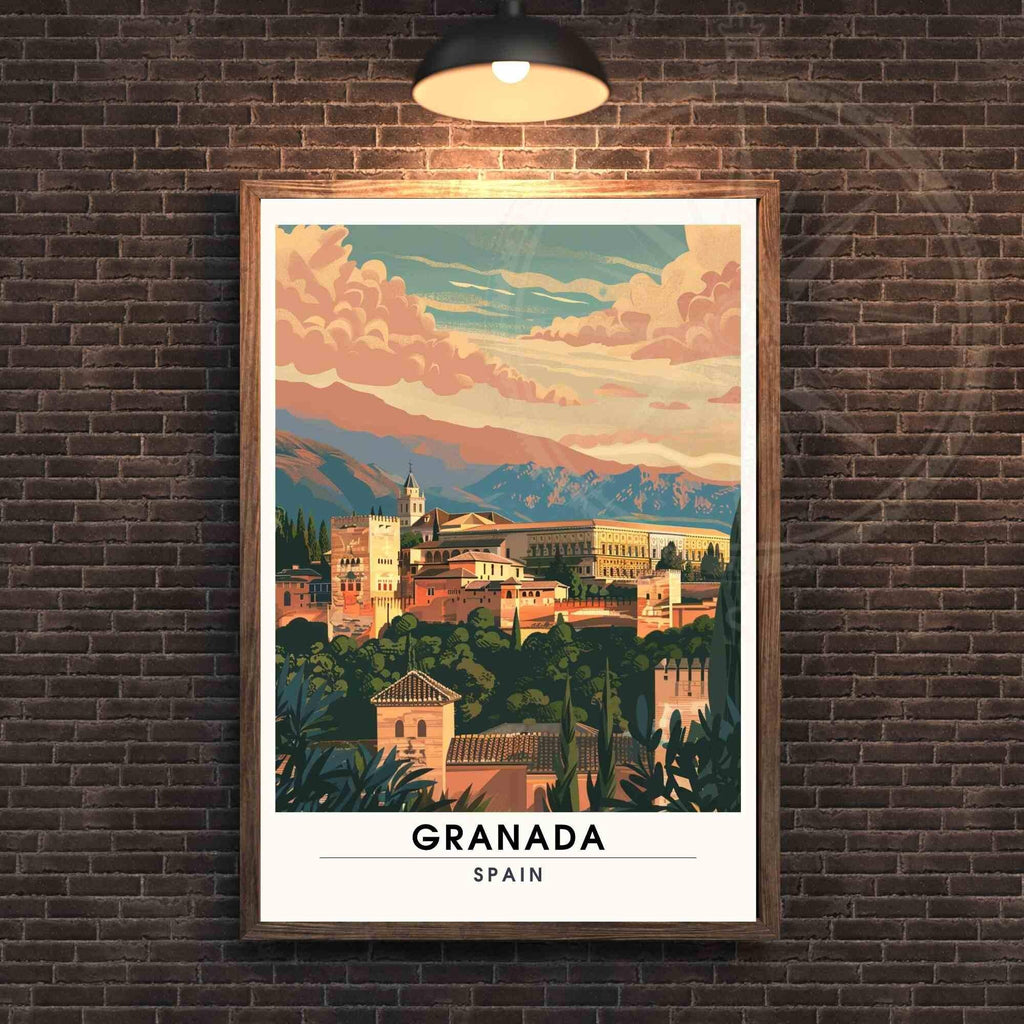 Affiche Grenade | Impression  de voyage Grenade, Espagne - Affiche Alhambra