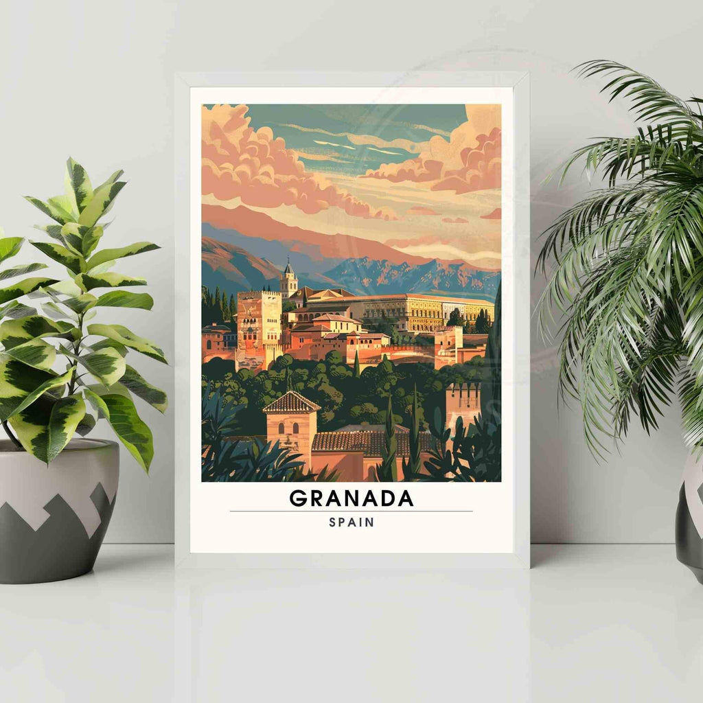 Affiche Grenade | Impression  de voyage Grenade, Espagne - Affiche Alhambra