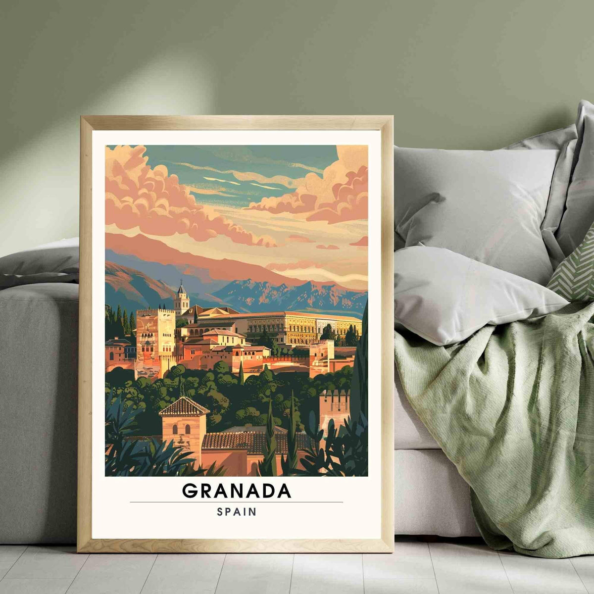 Affiche Grenade | Impression  de voyage Grenade, Espagne - Affiche Alhambra