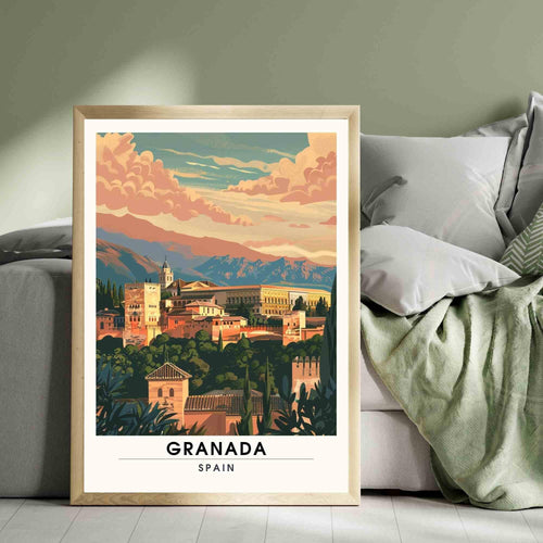 Affiche Grenade | Impression  de voyage Grenade, Espagne - Affiche Alhambra